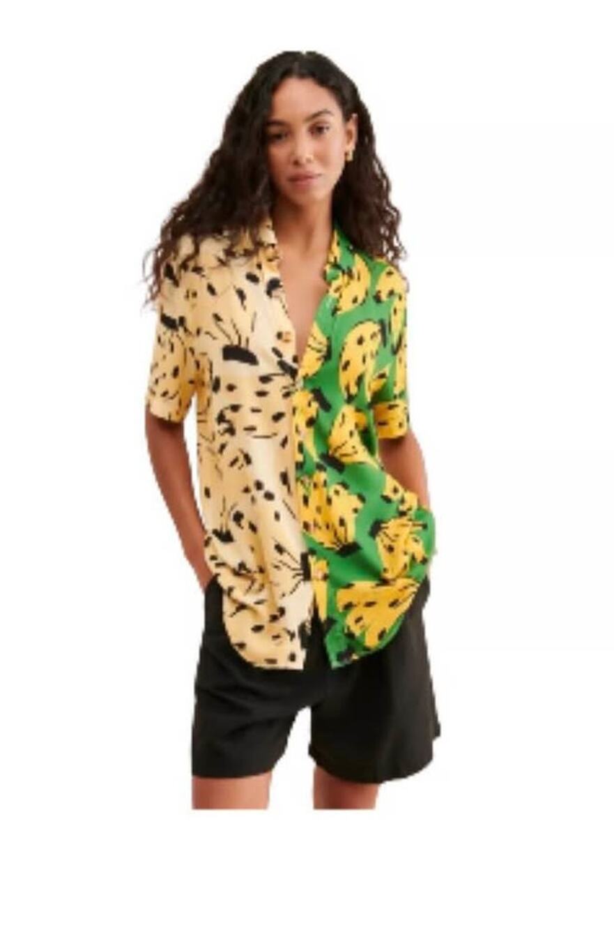 Farm Rio Banana Split Short Sleeve Button Down Shirt XS